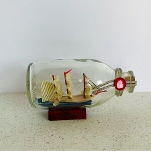Vintage Ship in a Glass Bottle - 4.5" X 2” Decoration Desk Art Shelf Decor